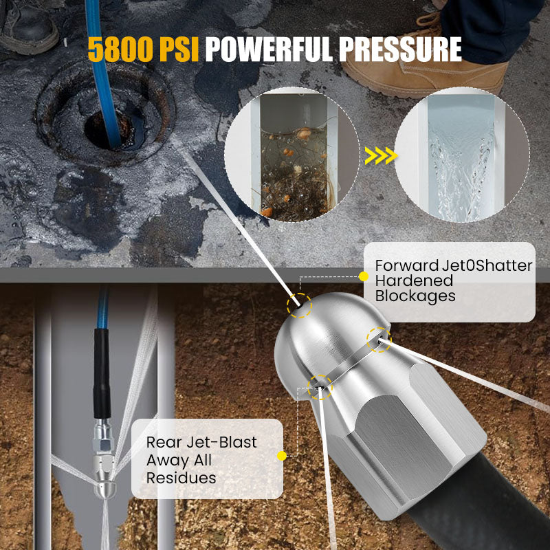 💦 69% OFF INSTANT! 🚿 5800PSI Sewer Jetter Kit - High-Pressure Nozzle & Hose for Clogged Drains/Pipes, Compatible with Most Pressure Washers 🔧📦