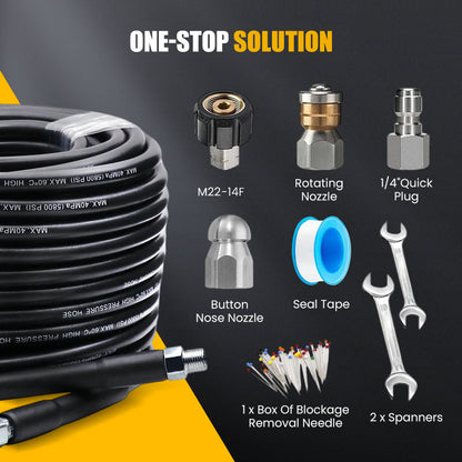 💦 69% OFF INSTANT! 🚿 5800PSI Sewer Jetter Kit - High-Pressure Nozzle & Hose for Clogged Drains/Pipes, Compatible with Most Pressure Washers 🔧📦