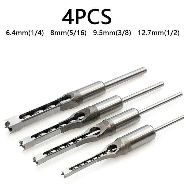 Square Hole Drill Woodworking Tools Auger Mortising Chisel Drill Set