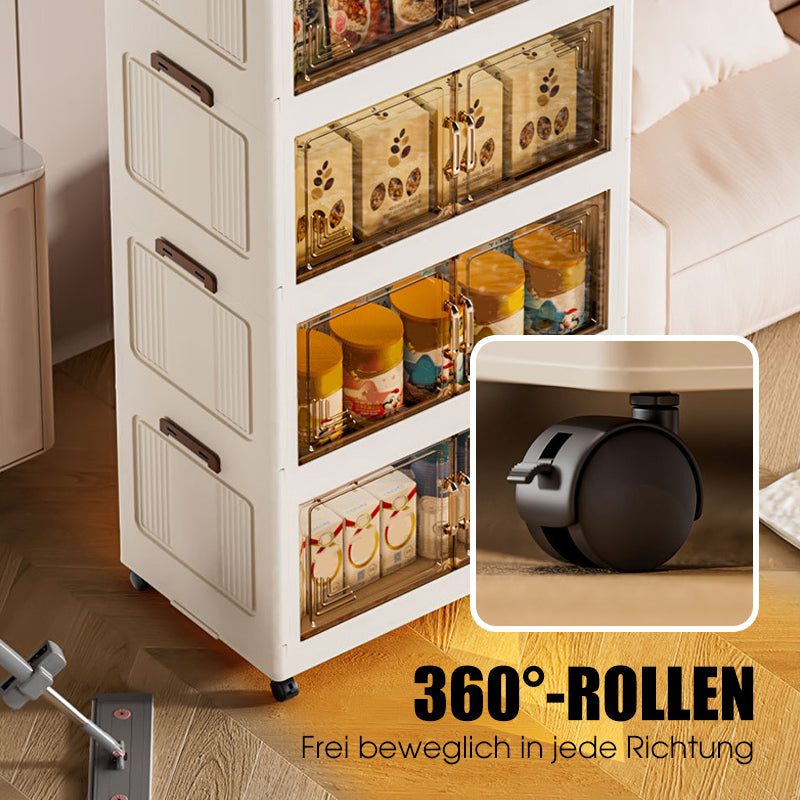 Foldable Storage Box With Lid, 1-5 layers of holders with wheels for kitchen, bedroom, bathroom, warehouse, kitchen, home storage, stackable organizer🗄️