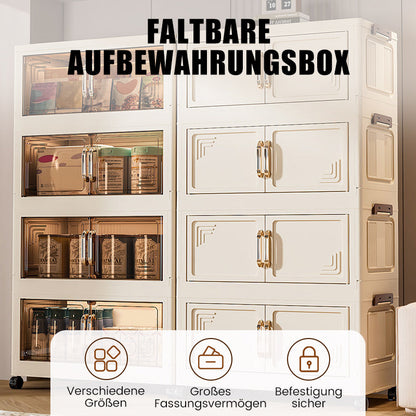 Foldable Storage Box With Lid, 1-5 layers of holders with wheels for kitchen, bedroom, bathroom, warehouse, kitchen, home storage, stackable organizer🗄️
