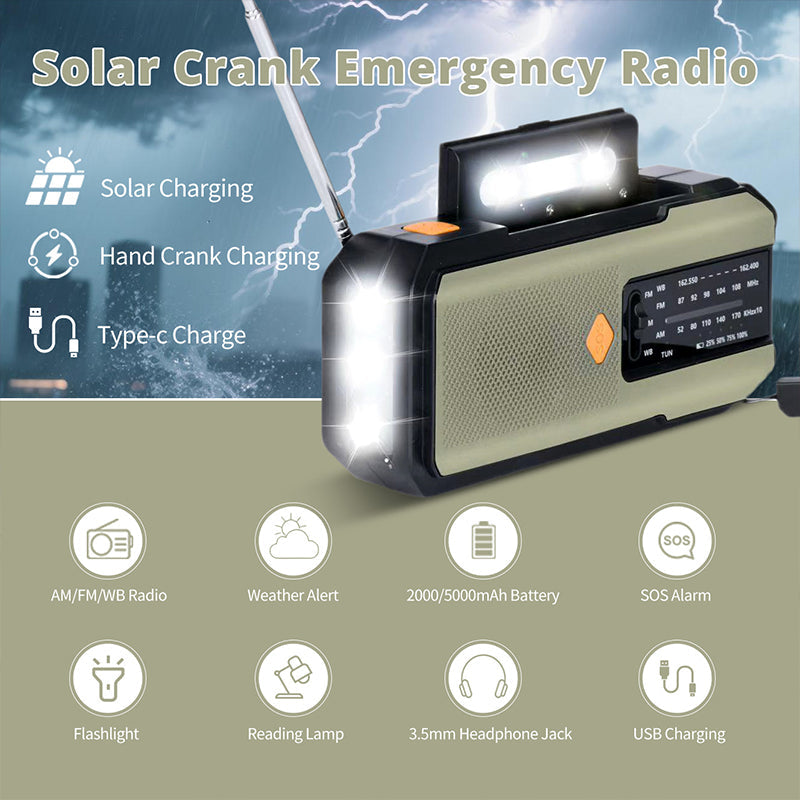 📢📢49%  OFF !! ⏰Solar Hand-Crank Emergency Weather Radio